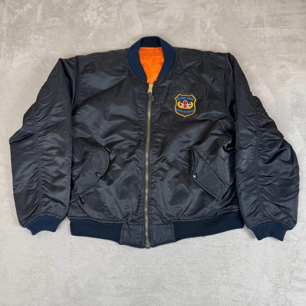 Vintage Blown Away Boston Movie MA-1 Bomber Jacket Mens L Black Preowned